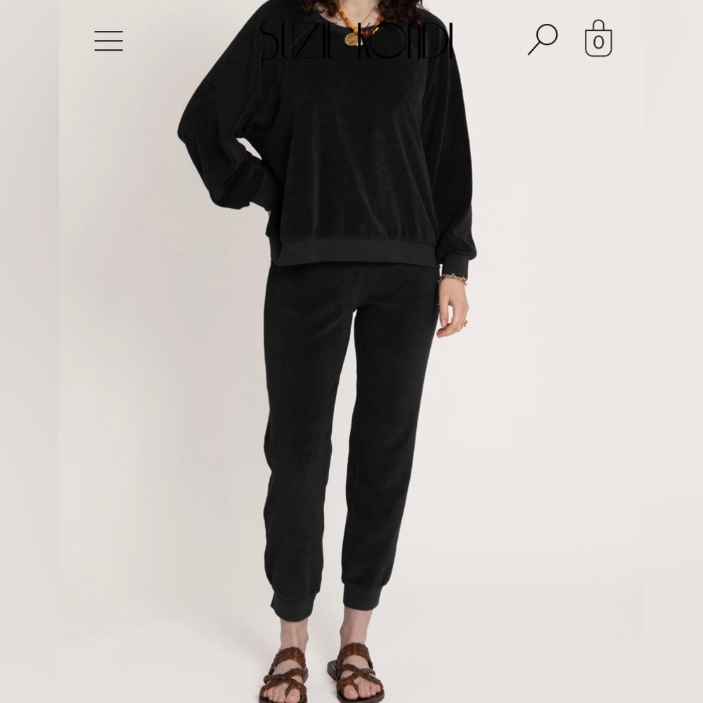 Suzie Kondi 100% cotton terry slim track pants